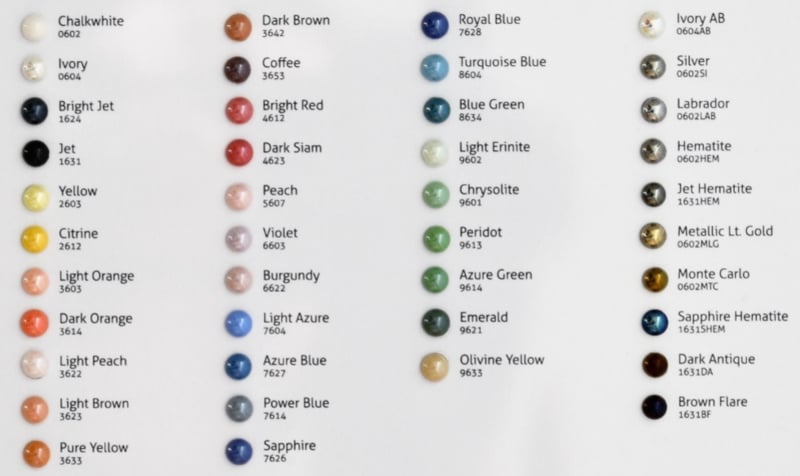 Aurora Crystals Aurora Rhinestone Color Map