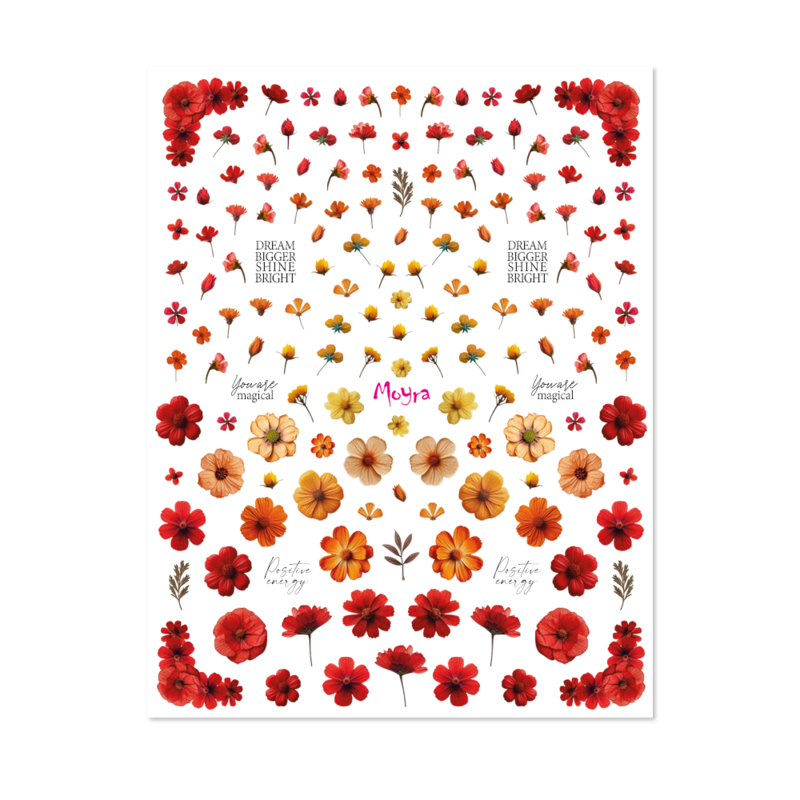 Moyra Water Transfer Sticker No. 16 Dried Flowers Red