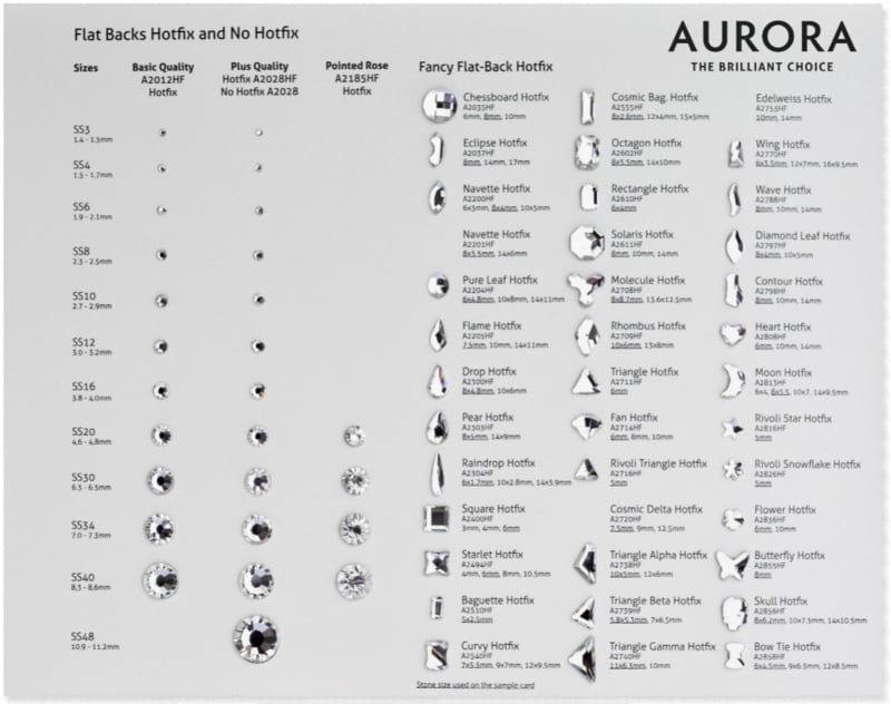 Aurora Crystals Aurora Rhinestone Color Map