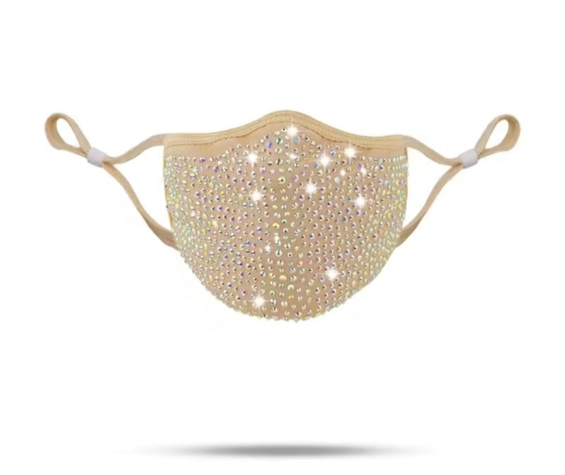 PNS Face Mask bruin/beige met diamantjes