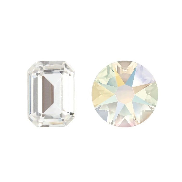 Aurora Crystals Aurora Step Cut Octagon A4610 Crystal Shimmer Unfoiled 6x4mm
