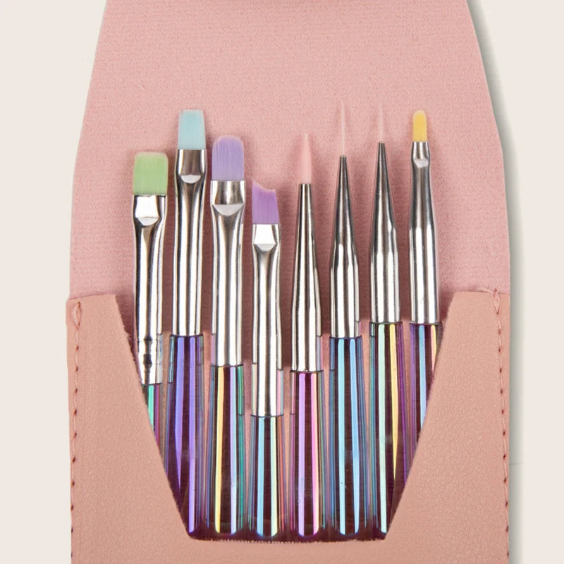 SALE Penselen Set in roze lederen etui
